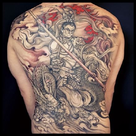 传统人物等风格的的12款大满背纹身图案
