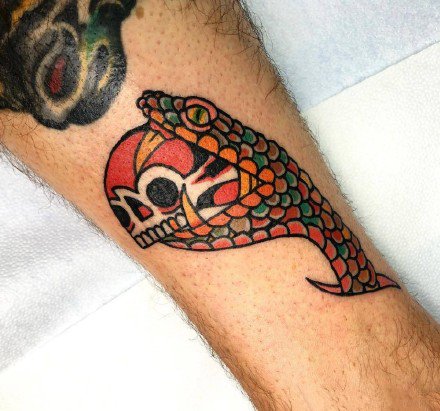 创意oldschool的9张彩色动物纹身图片