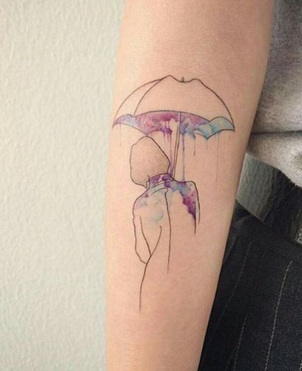 雨中情 下雨天打雨伞主题的一组纹身作品图案