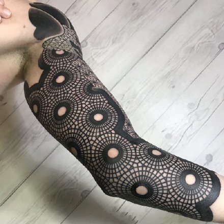 大面积的包臂等9款几何点刺梵花图腾纹身图案