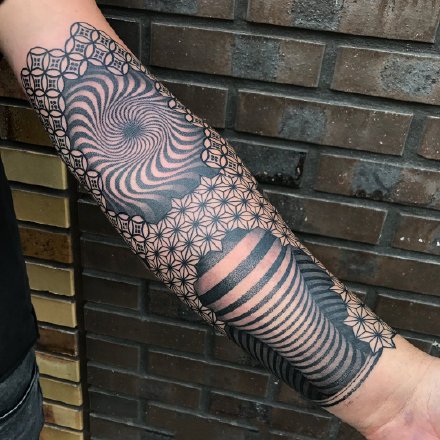 大面积的包臂等9款几何点刺梵花图腾纹身图案