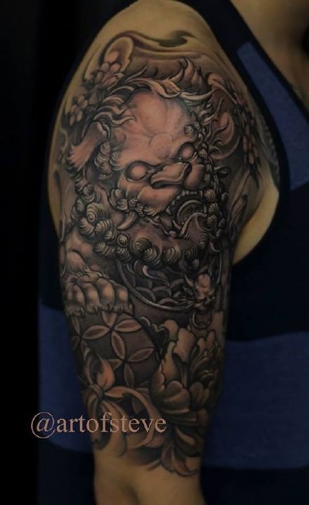 唐狮子纹身-9款狮子与麒麟结合产生的唐狮纹身图案