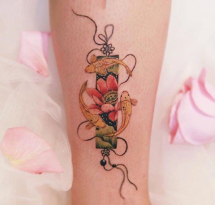 日式红色绳结主题的9款纹身图片