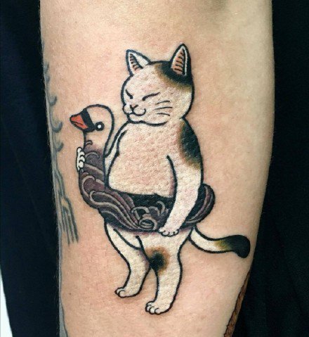 日式猫刺青 有趣的日式9款刺青大猫纹身图片
