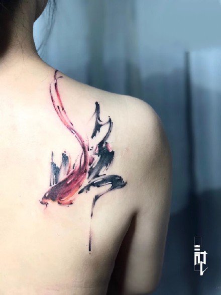 水墨刺青 9款水墨风的书法纹身作品图片