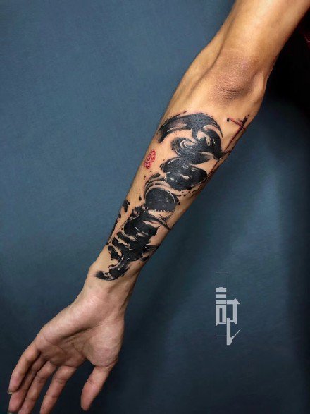 水墨刺青 9款水墨风的书法纹身作品图片