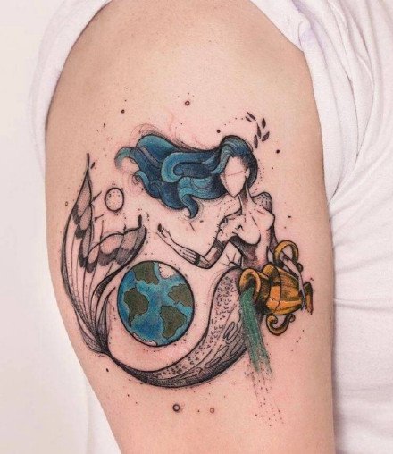 水瓶座纹身  9款十二星座之水瓶座的纹身图案