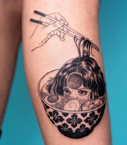 伊藤润二风格的9款富江恐怖漫画纹身图案