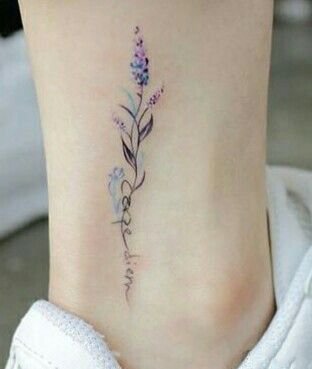 手腕脚踝等部位18款小清新英文花卉纹身图案