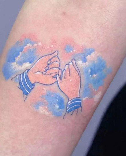 治愈系的一组蓝色纹身作品图片