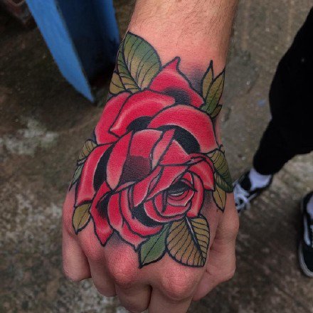 9款漂亮的手背部玫瑰花纹身图片