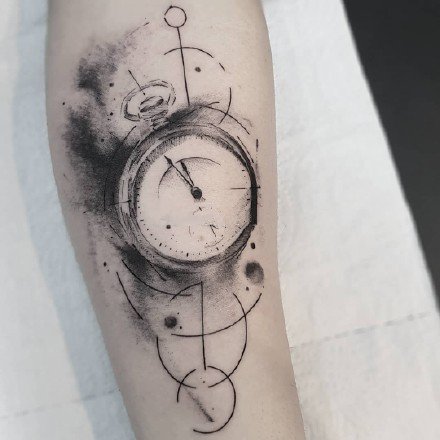 9款好看的胳膊上的怀表纹身图案