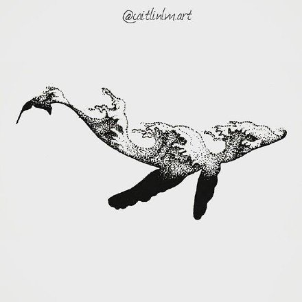 各风格的一组创意鲸鱼纹身图片