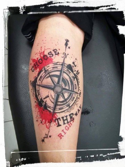 9款指南针主题的纹身图案和手稿