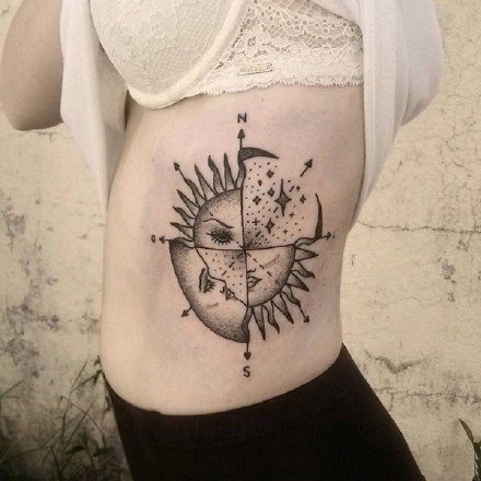 9款指南针主题的纹身图案和手稿