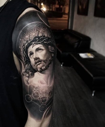 18款欧美基督教耶稣的写实纹身图案