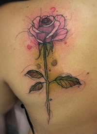 水彩花纹身 漂亮的水彩风格的几款花儿纹身图片