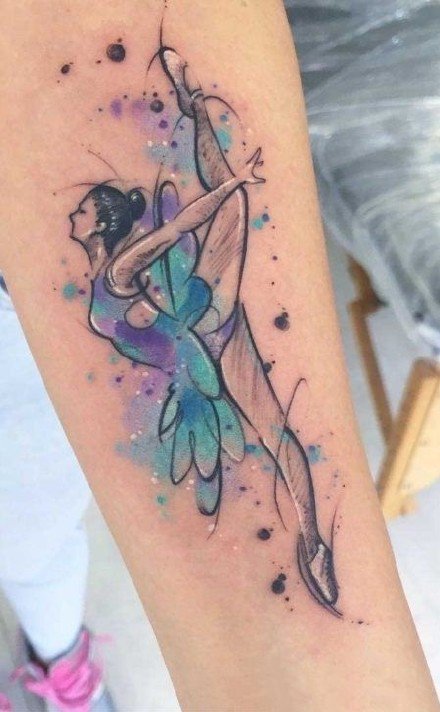 跳舞的女孩子喜欢的舞蹈主题纹身图案和手稿