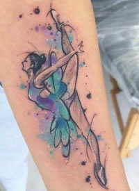 跳舞的女孩子喜欢的舞蹈主题纹身图案和手稿