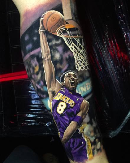 科比纹身 NBA名人科比的一组写实纹身图案