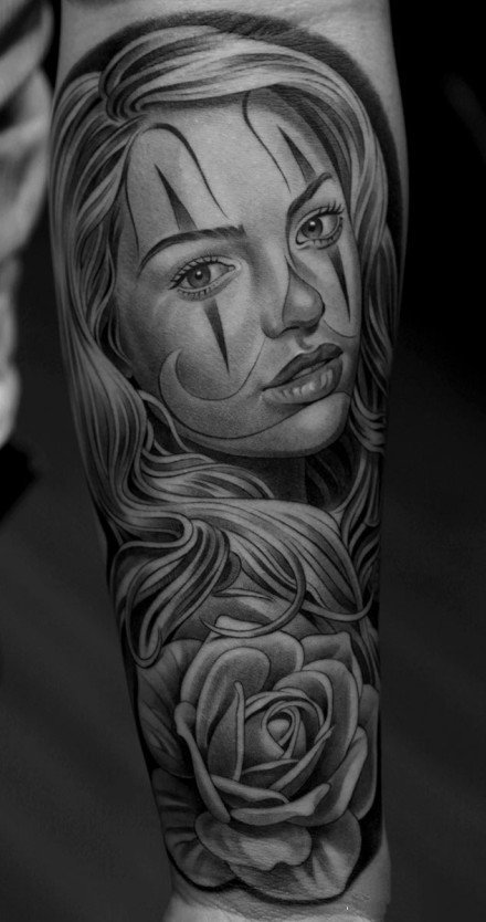 西海岸风格的一组包臂女郎等纹身作品