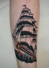 16款黑灰和school的帆船纹身图片