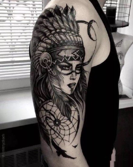 印第安美女的几款写实纹身作品图片