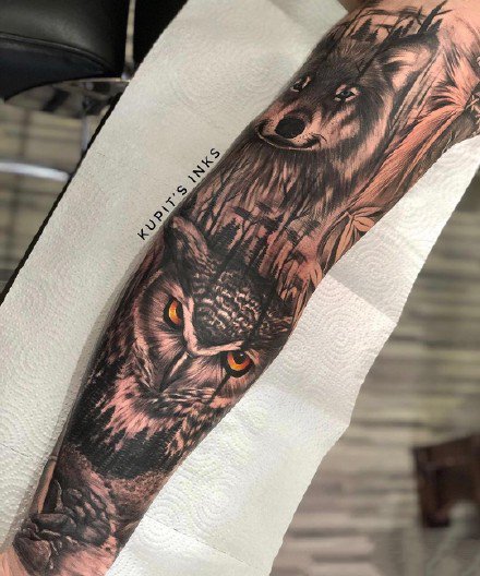 大黑花臂纹身 9款超帅的写实花臂花腿纹身图案