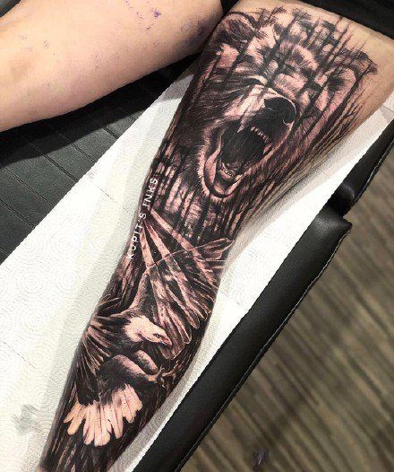 大黑花臂纹身 9款超帅的写实花臂花腿纹身图案