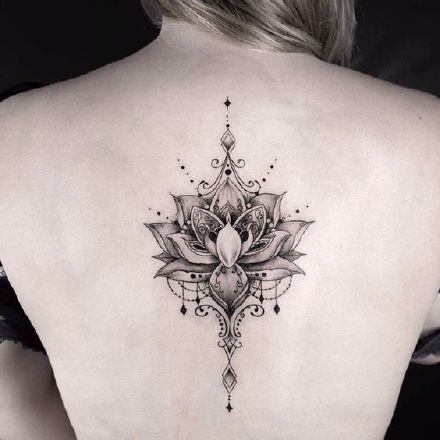 后背莲花纹身 女生手背好看的一组莲花纹身图片