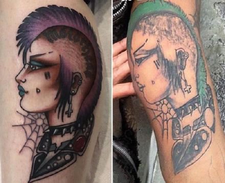 朋克女郎纹身 一组朋克女生主题的纹身图案作品