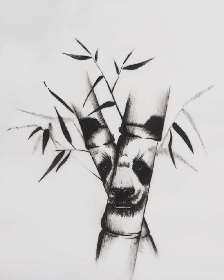 很可爱的一组熊猫主题小纹身图案