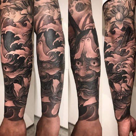 一组9款包臂等位置的般若纹身图案