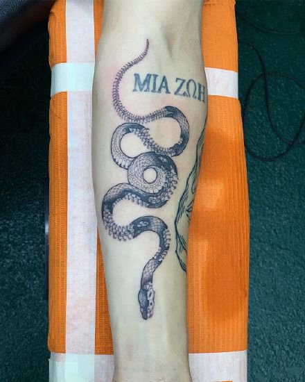黑蛇纹身 13款黑灰色的蛇纹身图案作品