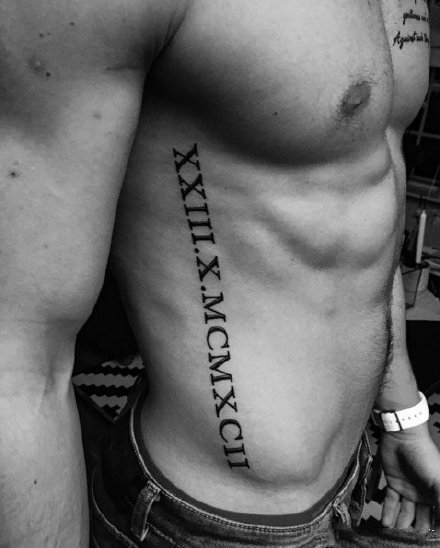 小黑色的9款罗马数字字母纹身图案