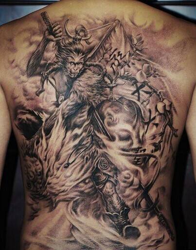 孙悟空纹身 24款大满背的齐天大圣纹身图案作品