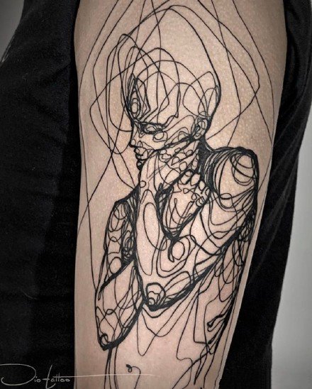 凌乱风格的一组9款抽象线条艺术纹身作品图案