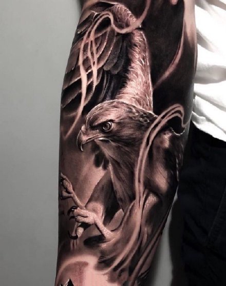 包臂包腿的9款老鹰纹身图片