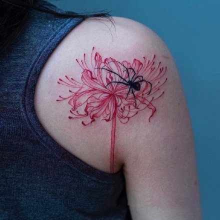 曼陀罗花纹身 9款漂亮红色彼岸花的纹身图片