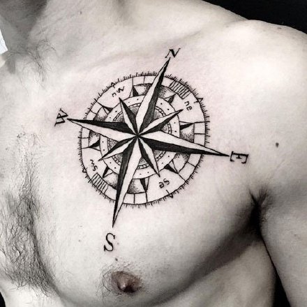 指南针刺青 16款精美的指南针主题纹身作品图案