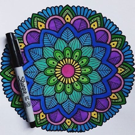 一组彩色的曼达拉梵花纹身素材图片(5/9)