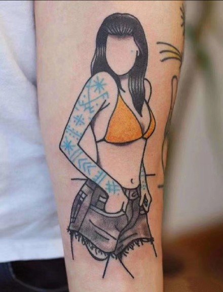 简笔插画女郎主题的9款纹身图片作品