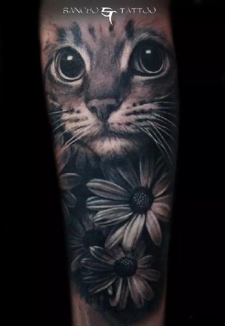 铲屎官专属的一组9款猫纹身图案