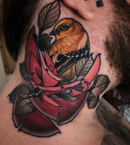 雀纹身 一组麻雀等雀主题的纹身作品图案