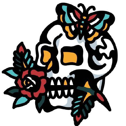 30款oldschool风格的骷髅纹身图案手稿(21/30)