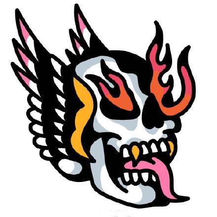 30款oldschool风格的骷髅纹身图案手稿(3/30)