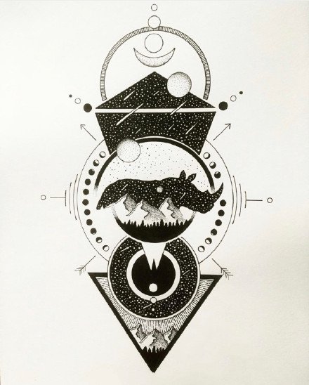 很有设计感的一组几何创意纹身素材图片(3/9)