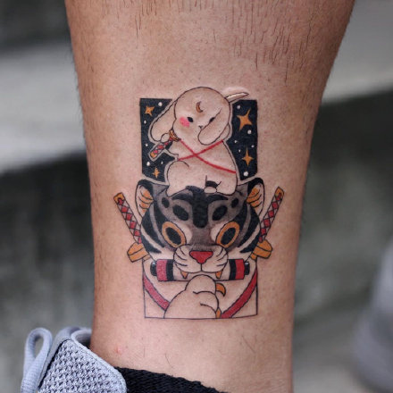 萌兔纹身 萌萌哒的一组小兔子纹身图案作品