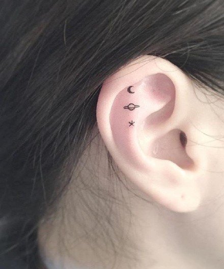 星月纹身 极简星星和月亮元素的一组极简小纹身图案
