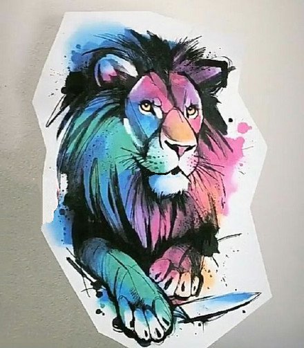 狮子手稿 30款狮子座狮头主题的纹身手稿图片(16/30)